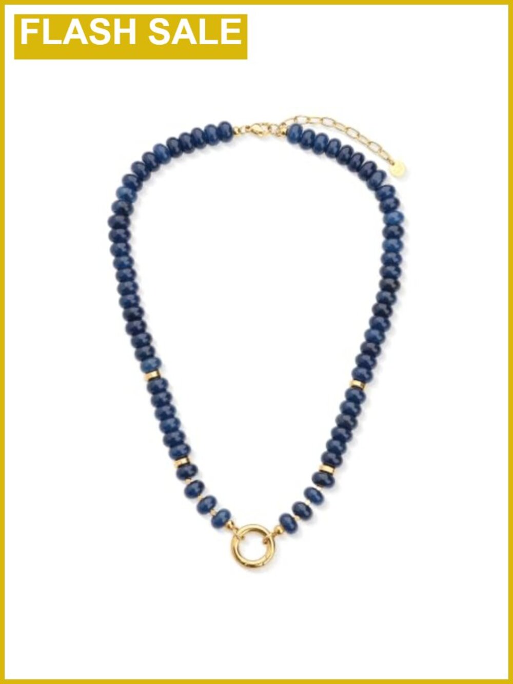 Jade Rondelle Beaded Necklace with Charm Holder Gold Plated Stainless Steel